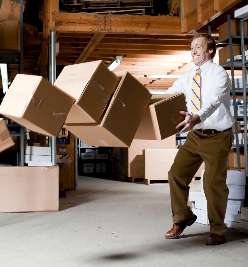Man dropping boxes
