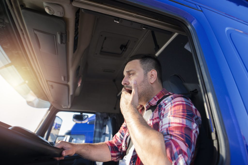 Truck driver with sleep apnea yawning