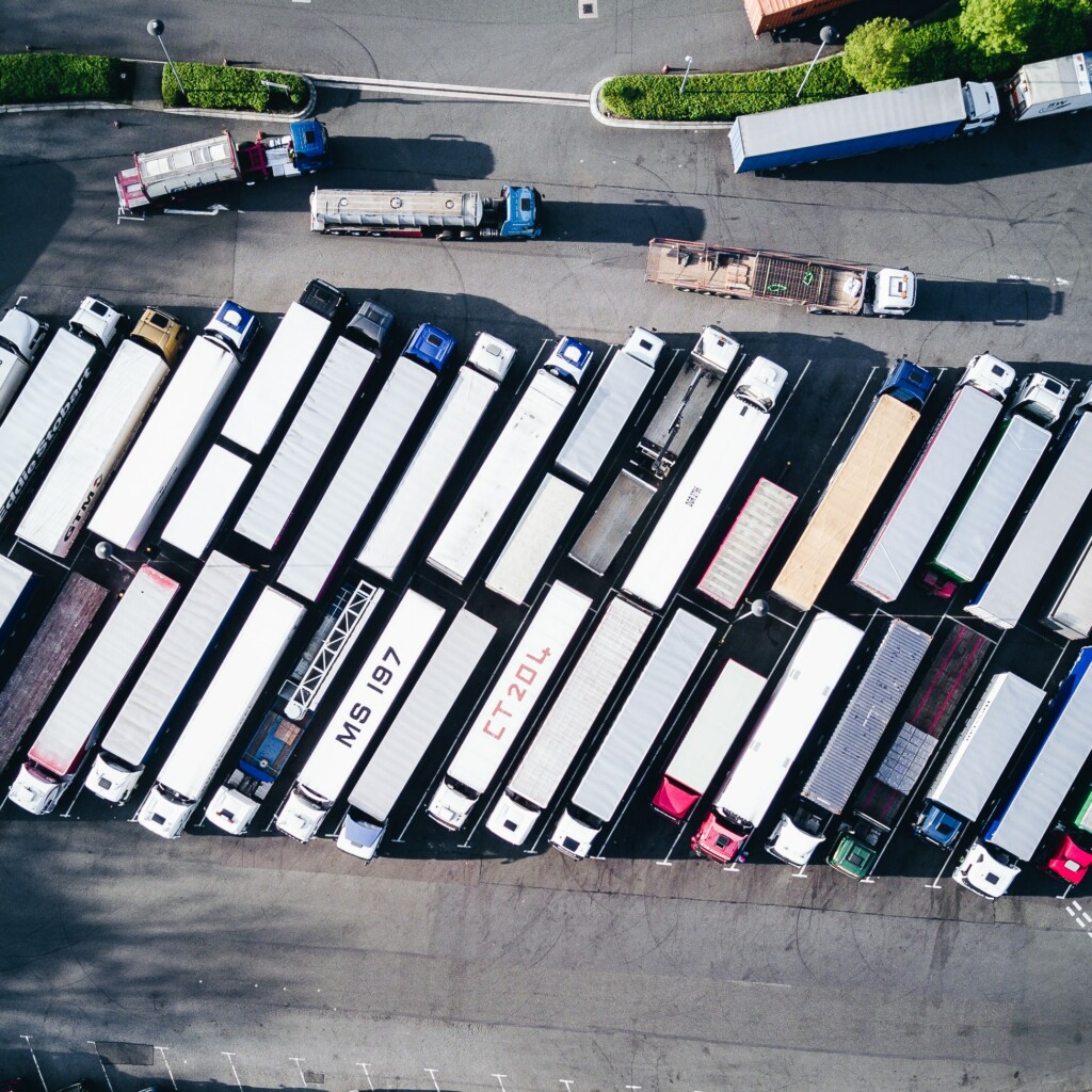 Aerial view of truck yard